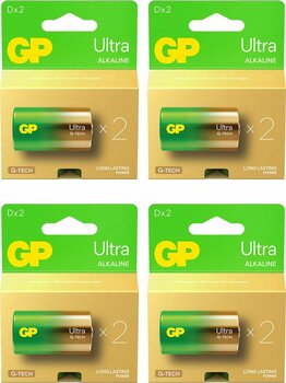 GP Batteries G-TECH Ultra Alkalin Kalın LR20 - D Boy 1.5V 4 Kart 8 Adet Pil