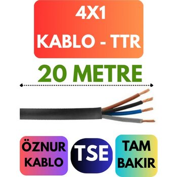 Öznur 4x1 Ttr Kablo Metre Seçenekli (Siyah) - 20 METRE - Siyah