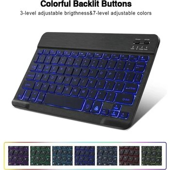 2Guoyang 10 Inç Ingilizce Set Bluetooth Klavye ve Fare Seti Rusça Kablosuz Klavye Ispanyolca Şarj Edilebilir Klavyeler ipad Telefon Dizüstü Tablet ...