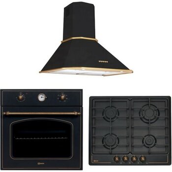 Ukınox Vintage Rustik Antrasit Ankastre Set (Vintage Antrasit Davlumbaz-Vintage Antrasit Ocak-Vintage Antrasit Fırın)