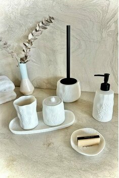 Primanova Yonna 6'lı Banyo Seti Beyaz Poliresin Malzemeden Şık Tasarım ve Kolay Temizlik