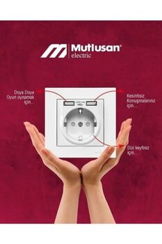 Mutlusan Çift Usb'li Topraklı Priz 2.4a Hızlı Şarj Çocuk Koruma