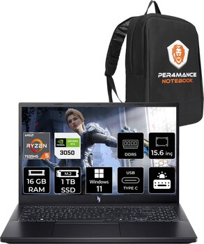 AcerNitro V15 R5 7535HS 16GB 1TB SSD RTX3050/6GB 15.6'' 144Hz FHD W11P Gaming Laptop & PER4 ÇANTA