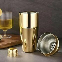Perlotus Çelik Gold Kaplama 700 ml Kokteyl Shaker Karıştırıcı