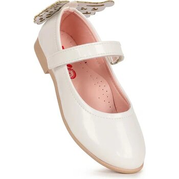 Kiko Kids Friga Kelebek Cırtlı Beyaz 36 Babet Ayakkabı