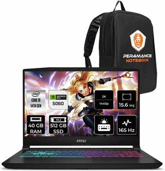 MSI Katana 15 HX i9-14900HX 40GB 512GB SSD RTX5060/8GB 15.6" 2K QHD 165Hz FDOS Gaming Laptop B14WFK