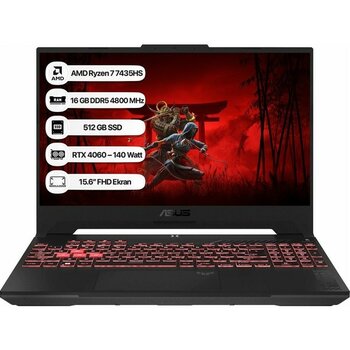Asus Tuf FA507NVR-LP158 Ryzen 7 7435HS 64GB 1tb SSD Rtx 4060 8gb 140W 15.6" Taşınabilir Bilgisayar - Siyah