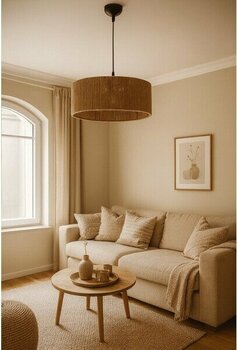 Jutual Dekor Bohem Hasır Avize Rustik Avize Jüt Model Aydınlatma - Prestigio Loess - 1 - Hasır Rengi