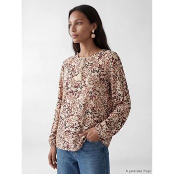 LC WAIKIKI Bağlamalı Yaka Desenli Bluz