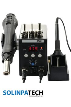SolinpaTech 8586 Isı Ayarlı Sıcak Hava Üfleme Havya Istasyonu Lcd Ekranlı Üflemeli Havya Makinası