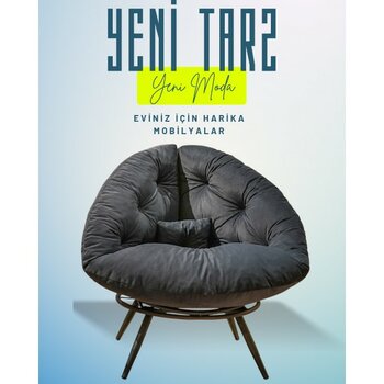 Ergonomik Modern Berjer Tekli Koltuk | Geniş ve Rahat Oturma Alanı | Okuma & Dinlenme Koltuğu | Milano Tasarım - Füme