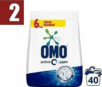 Omo Active Oxygen Beyazlar için 6 kg 2'li Toz Deterjan
