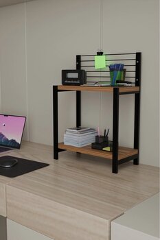steel desing Masaüstü Organizer Raflı Çalışma Masası Üstü Düzenleyici | Ofis Kitaplık Raf Standı Atlantik Çam