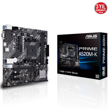 Asus PRIME A520M-K SC-AM4 A520 DDR4 4600(OC) M2 mATX Amd Ryzen Anakart