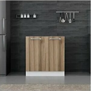 Minar Mobilya Mutfak Alt Modül 2 Kapaklı 1 Raflı 80 cm Beyaz Dore D1 Dolap