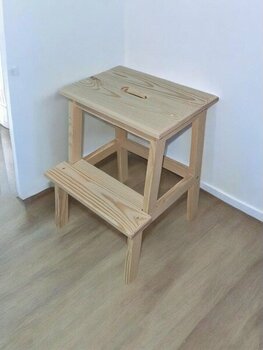 Arya Wood Craft Doğal Ahşap 2 Katlı Basamak Tabure