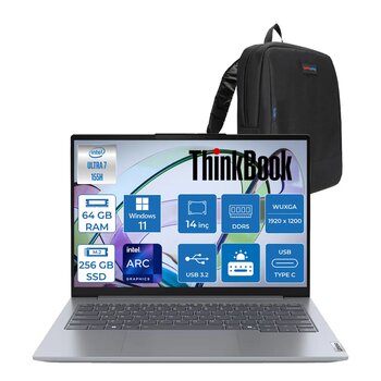 Lenovo Thinkbook 14 G7 Iml Intel Ultra 7 155h 64gb Ddr5 256gb Ssd Intel® Aı Boost 14" Wuxga 300nits Ips Windows 11 Home Taşınabilir Bilgisayar 21mr0050trh26 + Zetta Çanta