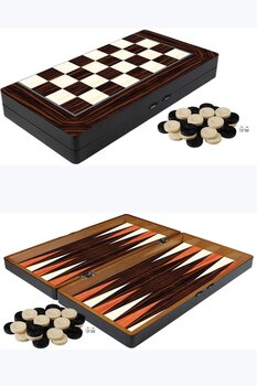 megame Ahşap Pullu Tavla , Ceviz Ahşap Tavla 50*50 Cm Büyük Boy Tavla, Cilalı Tavla