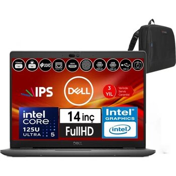 Dell Latitude 3450 Intel Core Ultra 5 125U 64GB Ddr5 4tb SSD 14" Fhd IPS Freedos Taşınabilir Bilgisayar WXCTO3450125_VP20+ZETTAÇANTA - 64 GB - 4 TB