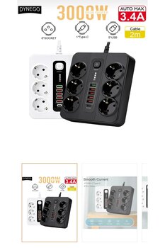 Paleon Usb'li Akıllı 3'lü Priz Akım Korumalı Zaman Siyah