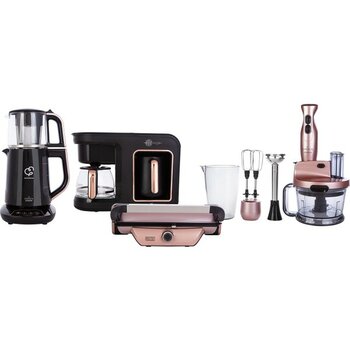 Karaca Grand Gurme Elektrikli Çeyiz Seti, 4 Parça Mutfak Robotu, Tost Makinesi, Çay Makinesi, Kahve Makinesi