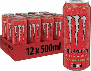Monster Energy Watermelon Enerji Içeceği 500 ml x 12 Adet