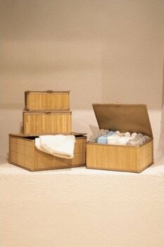 Root 4lü Bambu Kapaklı Kutu 5420 - Natürel - Natural