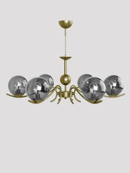 avizade Merla 6’lı Eskitme Metal Füme Camlı Avize | Modern Salon Sarkıt Aydınlatma | Retro Işık Tasarımı