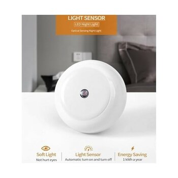 Duvara Monte LED Gece Lambası, Alacakaranlık Sensörlü, 0.5W Duvar Fişli Gece Lambası, Koridor, Merdiven, Mutfak, Banyo Için, 6'lı Paket Yuvarlak Ta...
