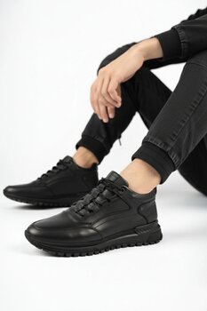 Deripabuc Hakiki Deri Siyah Erkek Deri Bot Mrd16-102500 43 Numara