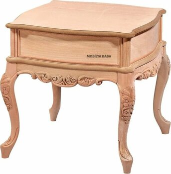 Mobilya Baba Akdeniz Oymalı Yan Orta Sehpa Cilasız Ham Ahşap