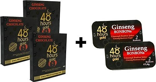 48 Hours Gold Ginseng Çikolata 3'lü + 2'li Bonbon Şeker