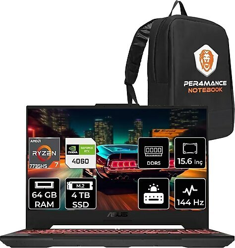 Asus Tuf Gaming A15 LP023 15.6 inç AMD Ryzen 7 7735HS 64 GB 4 TB SSD NVIDIA GeForce RTX 4060 FreeDOS