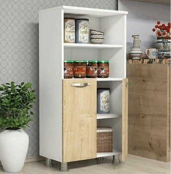 T Designo Çok Amaçlı Dolap,4 Raflı, 2 Kapaklı Mutfak Dolabı Kiler Dolabı Banyo Dolabı