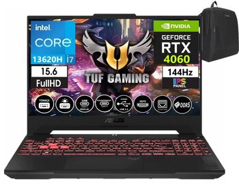 Asus Tuf Gaming F15 FX507VV-LP242 13. Nesil Intel I7-13620H 96GB Ddr5 Ram 512GB SSD WINDOWS11PRO 15.6 Inç Fhd 144Hz 8GB/RTX4060 140W Taşınabilir Bilgisayar FX507VV-LP24245+WEBLEGELSINÇANTA