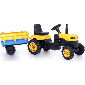 Salman Römorklu ve Pedallı Traktör | Dayanıklı ve Eğitici Oyuncak Traktör | +35KG Taşıma Kapasitesi - Sarı