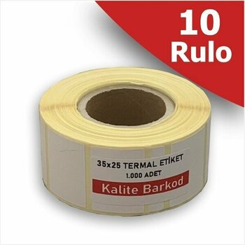 Kalite Barkod 35X25 Termal Etiket | 10 Rulo Barkod Etiketi
