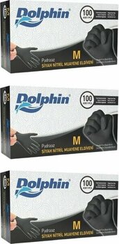 Dolphin Çok Amaçlı Siyah Nitril Eldiven (M) 100lü Paket 3 Adet