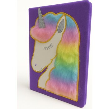 Taros - Unick Color Simli Peluş Unicorn Hatıra Defteri - Mor