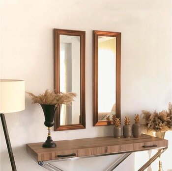 Mone Ayna İkili Dekoratif Salon Aynası, Bronz Çerçeve