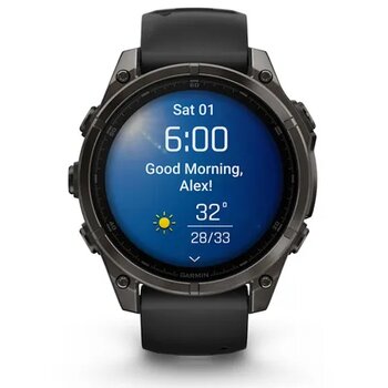 Garmin Fenix 8 Sapphire Karbon Gri DLC Titanyum 47 mm Siyah Akıllı Saat