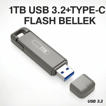 1 Tb Flash Bellek Usb 3.2 Type-c Yazma Hızı,darbeye Dayanıklı Anti Manyetik Gümüş