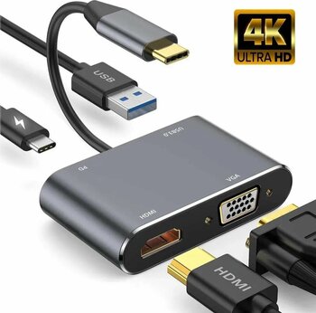 Daytona Fc02 Macbook Uyumlu Type-C™ To 4k Ultra Hd 1080p Hdmı/ Vga/ Pd Şarj/ Usb 3.0 4in1 Çevirici Hub Adaptör