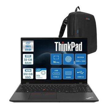 Lenovo Thinkpad T16 Gen 2 Intel Core I5 1335U 32GB Ddd5 512GB SSD 16" Wuxga IPS 300NITS Freedos Taşınabilir Bilgisayar 21HH002PTXF08 + Zettaçanta
