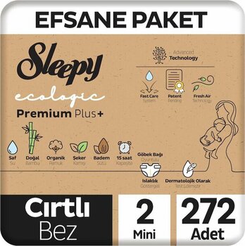 Sleepy Ecologic Premium Plus Efsane Paket Bebek Bezi 2 Numara Mini 272 Adet 4'lü