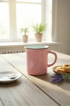 Seramik Kupa Bardak Simli Desenli Renkli 150 Cc Pembe