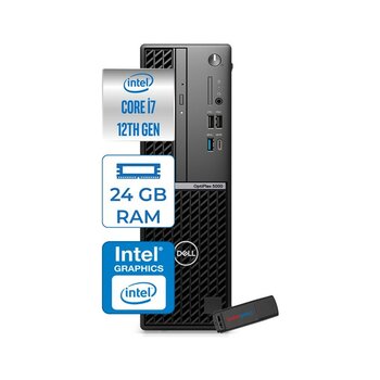 Dell Optıplex 5000SFF Intel Core Vpro I7 12700 24GB 2tb SSD UHD Graphics 770 Windows 11 Pro Masaüstü Bilgisayar 5000SFF127H07 + Zettausbbellek
