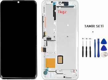 Xiaomi Mi Note 10 Lite Uyumlu Lcd Ekran Dokunmatik Servis Orijinali Çitali Beyaz + Tamir Seti