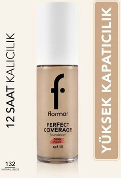 Flormar Perfect Coverage Yoğun Kapatıcı Su Bazlı Fondöten  (Nötr Alt Ton) -132 Natural Beige -8682536070577 - BEJ5