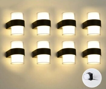 RRULTECH 8 Adet Duvar Led Aplik 12w Gün Işık 3200k Bahçe Teras Iç&dış Mekan Dekoratif Led Aplik Aydınlatma